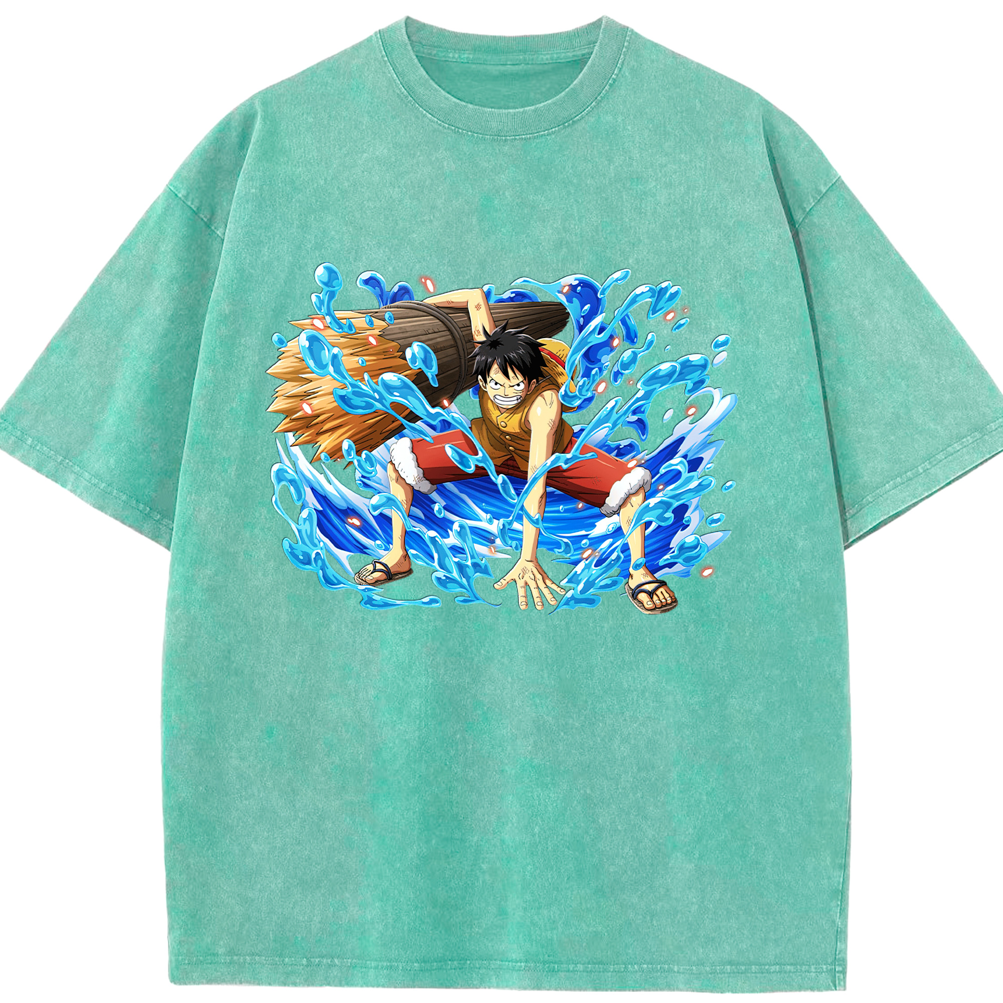 ワンピース モンキー・D・ルフィ ONE PIECE Monkey D. Luffy 綿100% ヴィンテージ風 半袖Tシャツ（フロントプリント）